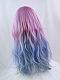 Evahair 2021 New Style Purple to Blue Ombre Long Wavy Synthetic Wig with Bangs