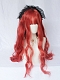 Evahair 2021 New Style Lolita Red Long Wavy Synthetic Wig with Bangs