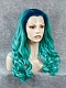 Bright Mint with Blue Root Color Synthetic Lace Front Wig 