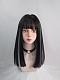 Evahair Black and Grey Medium Length Straight Synthetic Wig with Bangs