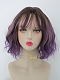 Rouge Mix Purple Wavy Bob Synthetic Capless Wigs with Wispy Bangs