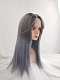 Evahair Grey to Haze Blue Ombre Long Straight Synthetic Wig