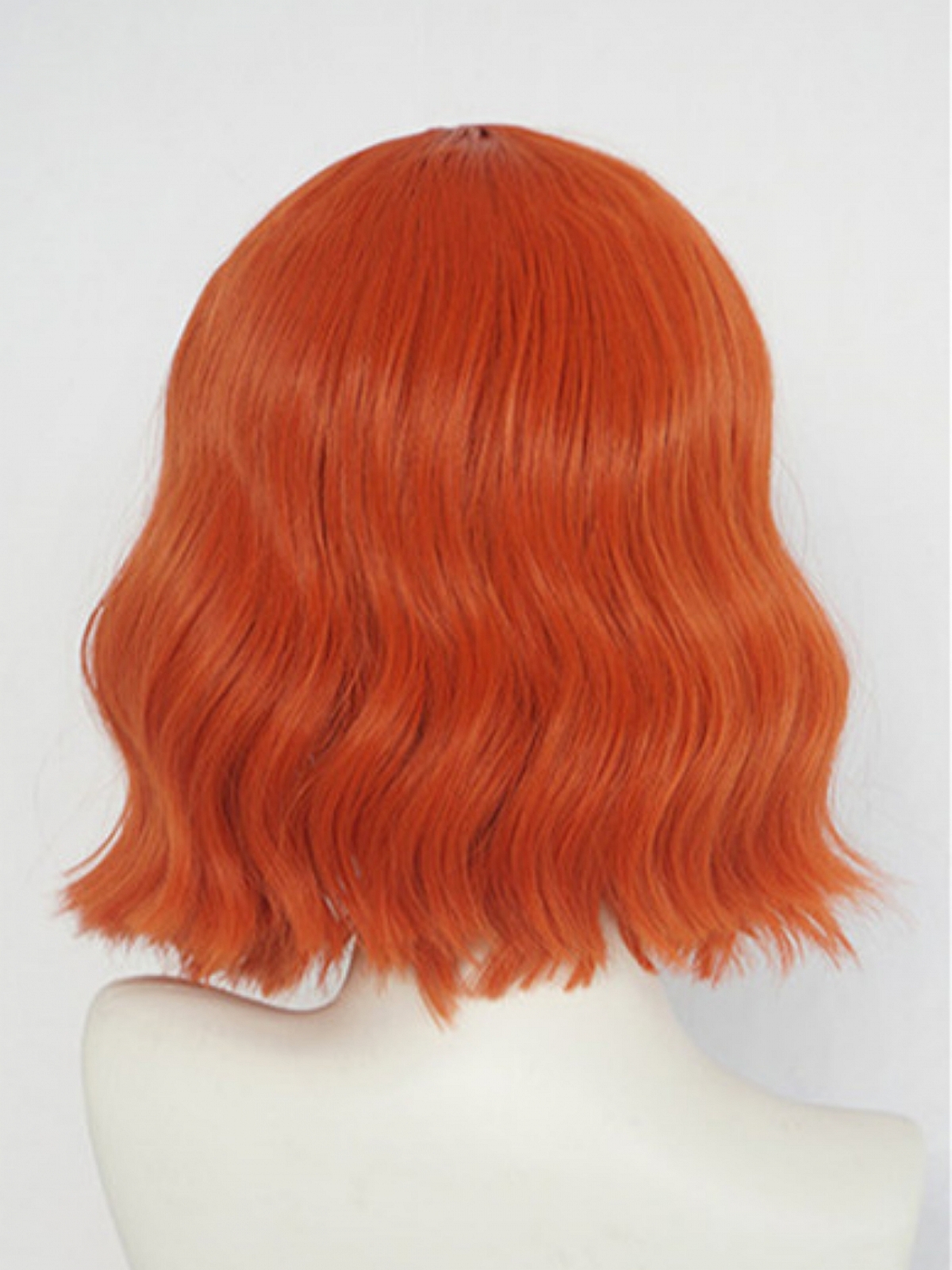 Evahair Bright Orange Medium Length Wavy Synthetic Wig with Bangs