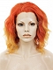 Sunset Orange & Yellow Flame Wavy Bob Synthetic Lace Front Wig 