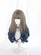 Evahair Linen Grey to Ocean Blue Ombre Long Wavy Synthetic Wig with Bangs