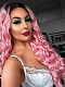 HOT INSTAGRAM CHIC PASTEL PINK WATER WAVY SYNTHETIC LACE FRONT WIG