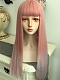 Evahair 2021 New Style Pink to White Ombre Long Straight Synthetic Wig with Bangs