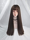 Evahair Cool Brown Color Long Straight Synthetic Wig with Bangs