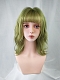 Evahair Green Medium Length Wavy Synthetic Wig with Bangs