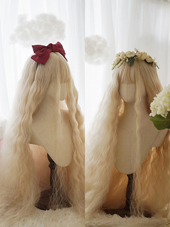 Evahair 2021 New Style Blonde Super Long Wavy Synthetic Wig with Bangs