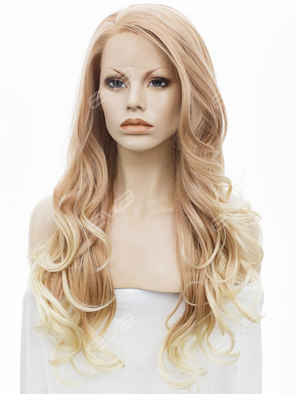 Long Wavy Blonde Synthetic Lace Front Wig