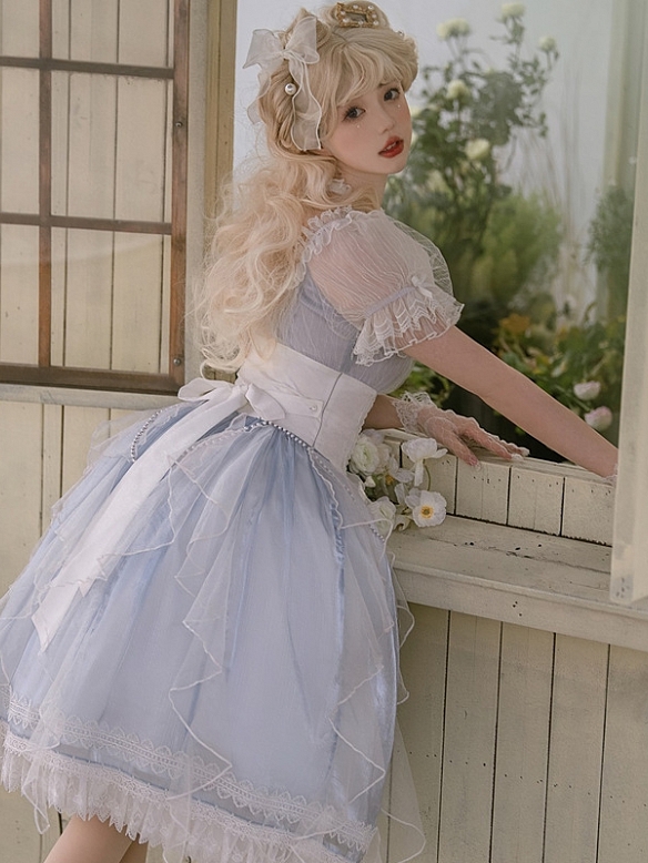Evahair light blue lolita mesh suits JSK 