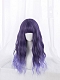 Evahair Two Purple Mixed Color Ombre Long Wavy Synthetic Wig with Bangs