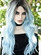 Glacier Blue Ombre Wavy Wefted Cap Synthetic Wig