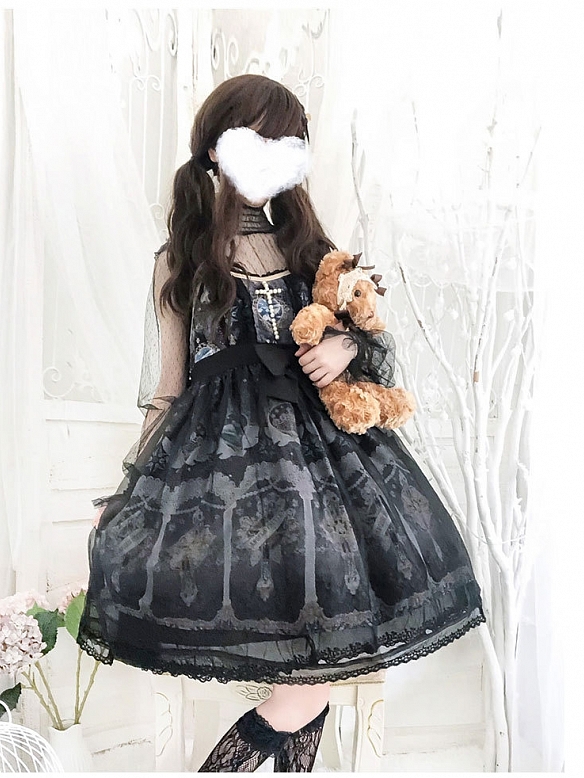 Evahair fashion black lolita dress with bowknot