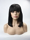 Cute Black Bob with Bangs Synthetic Lece Front Wigs