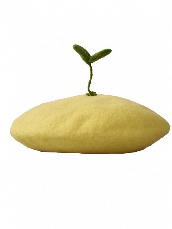 Kawaii Green Bean Sprout Mori Beret Hat