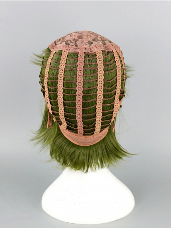 Evahair Cute Green Bob Straight Synthetic Wig with Bangs