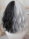 Evahair 2021 New Style Half Black and Half White Shoulder Length Wavy Synthetic Wig with Bangs