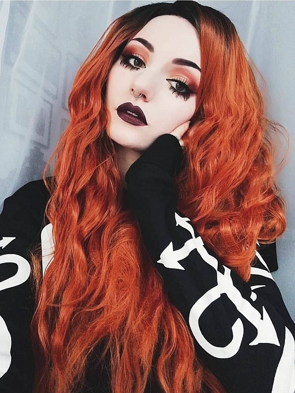 Orange Ombre with Slight Wavy Style Synthetic Lace Front Wig