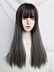 Evahair 2021 New Style Brownish Black to Silvery Grey Long Straight Synthetic Wig with Bangs