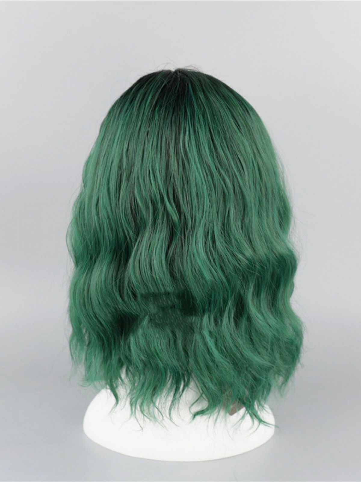 Evahair Dark to Green Medium Length Wavy Synthetic Wig with Bangs