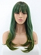 Shoulder Length Shading Green Synthetic Wig