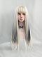 Evahair Cute Black and Blonde Mixed Color Long Straight Synthetic Wig with Bangs