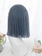 Evahair Blue Shoulder Length Straight Synthetic Wig with Bangs