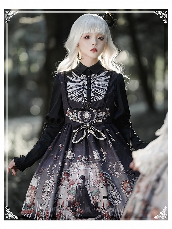 Evahair black gothic punk style lolita dress