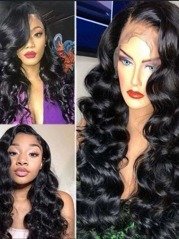 Evahair Fashion Style Black Long Big wave Synthetic Wig