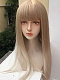 Evahair Linen Light Brown to Brownish White Long Straight Synthetic Wig with Bangs