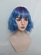 Evahair 2021 New Style Blue Bob Short Wavy Synthetic Wig with Bangs and Purple Roots