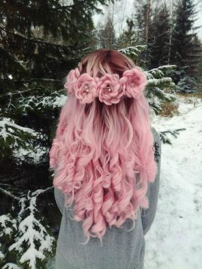 Pink Synthetic Lace Front Wigs