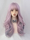 Evahair 2021 New Style Pink and Grayish Blue Long Wavy Synthetic Wig with Bangs