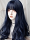 Evahair 2021 New Style Dark Blue Long Wavy Synthetic Wig with Bangs