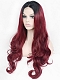 Evahair Fashion Style Cute Wine red Long Wavy Synthetic Wig