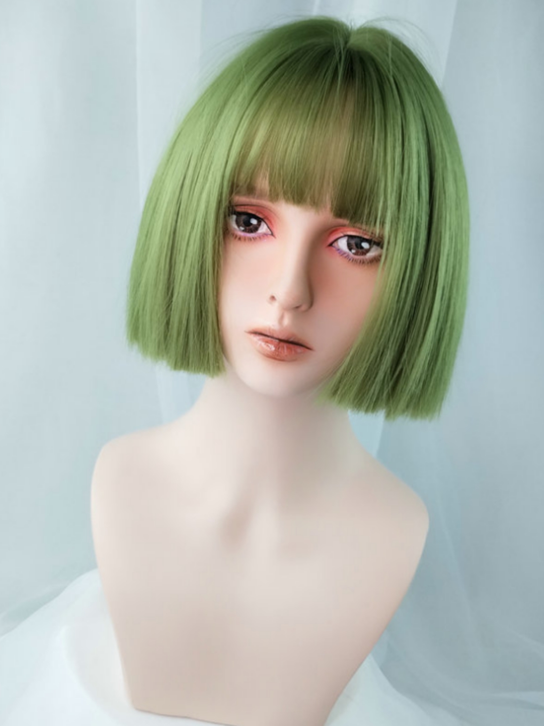 Evahair Cute Green Bob Synthetic Wig with Bangs - Home - EvaHair
