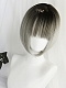 Evahair 2021 New Style Grey Bob Straight Synthetic Wig with Bangs and Black Roots