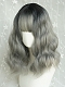 Evahair Grey Medium Wavy Synthetic Wig with Bangs