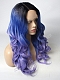 Fading Deep Purple Long Wavy Synthetic Lace Front Wig