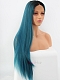 Sea Blue Mixed Color with Black Root Long Straight Synthetic Lace Front Wig 