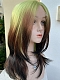 Evahair 2022 New Style Matcha Green to Brownish Black Ombre Long Straight Synthetic Lace Front Wig 