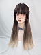 Evahair Brown to Blonde Ombre Color Long Straight Synthetic Wig with Bangs