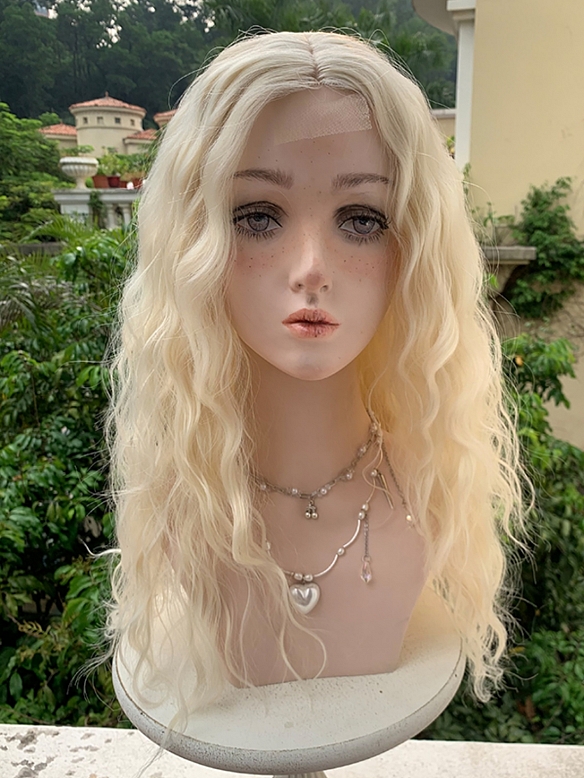 Evahair 2022 New Style Blonde Long Wavy Synthetic Lace Front Wig