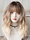 Evahair 2021 New Style Blonde Medium Wavy Synthetic Wig with Bangs and Dark Roots