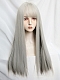 Evahair 2021 New Style Grey and Black Mixed Color Long Straight Synthetic Wig with Bangs