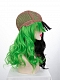 Evahair Half Black and Half Green Wefted Cap Wavy Synthetic Wig with Bangs 