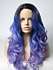 Fading Deep Purple Long Wavy Synthetic Lace Front Wig