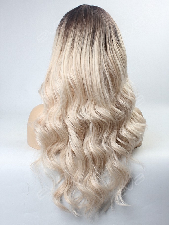 Platinum Blonde Ombre Wavy Capless Synthetic Wig